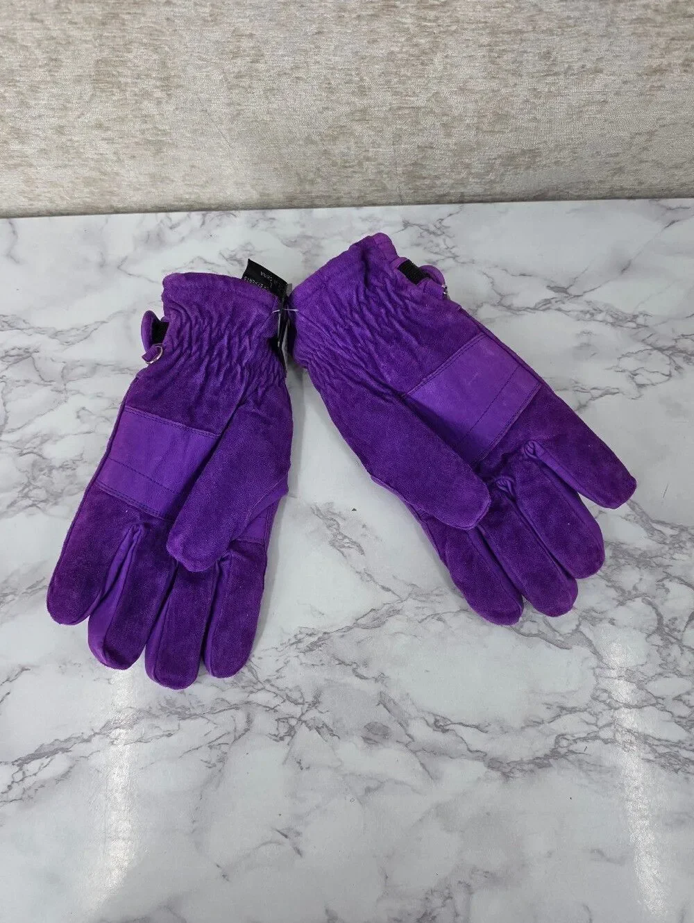 Wilsons Leather Royal Purple Suede Winter Gloves Faux Sherpa Lining